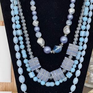Elegant Blue Beaded Necklace Set of 4